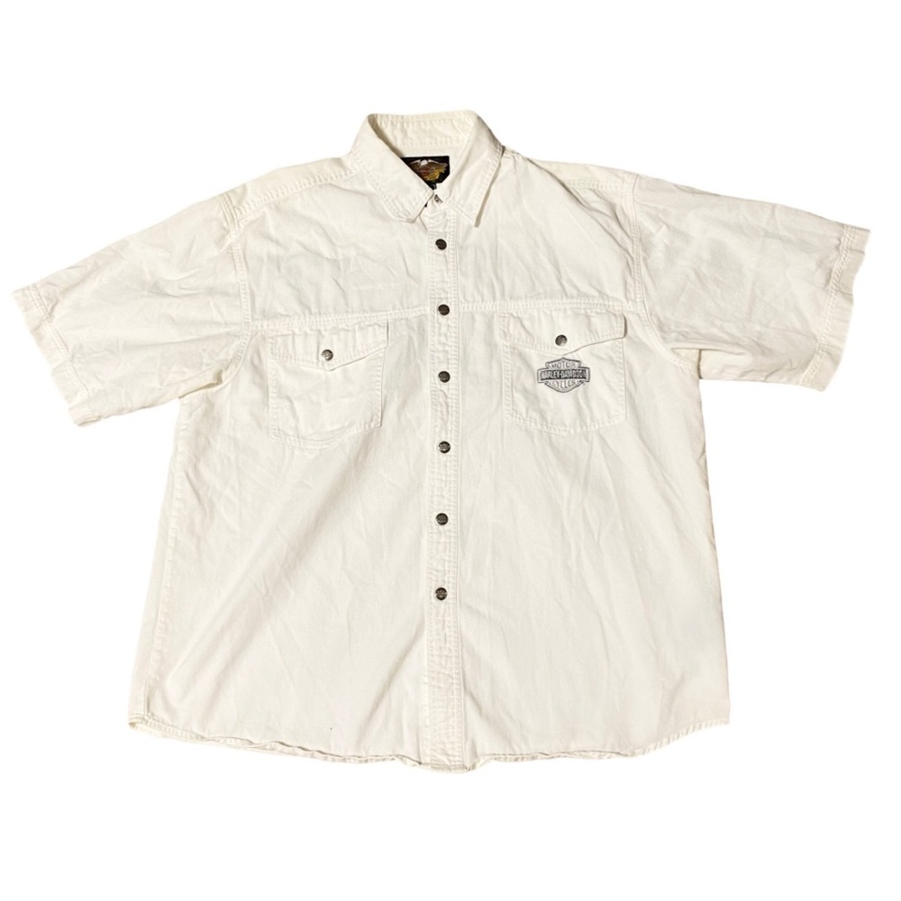 Harley Davidson Men’s White Dress Short Sleeve Button Shirt Size XL - Picture 3 of 6